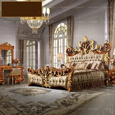 Деревянная резная королевская мебель для спальни ROYAL-0011