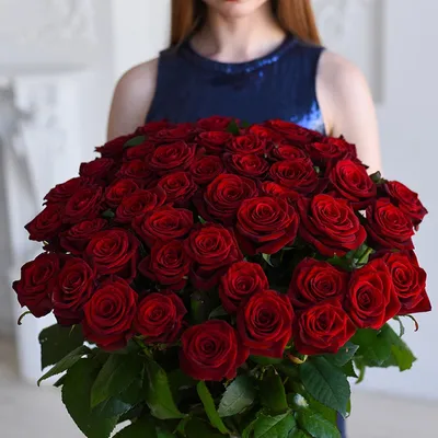 Букет 51 красная роза Гран При, 70 см - заказать и купить цветы с доставкой  | Donpion