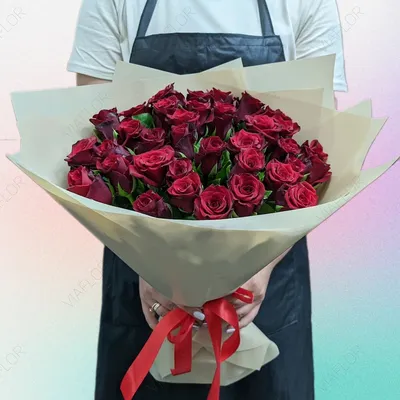51 красная роза Гран При 50 см - заказать с доставкой по Украине