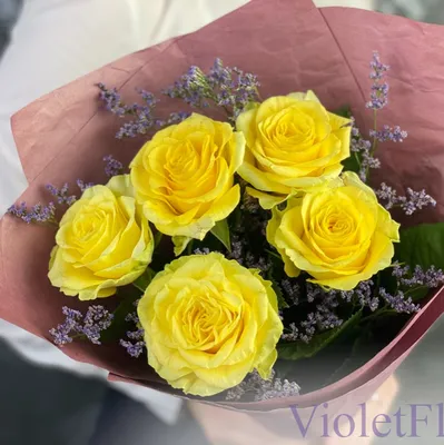 Розы желтые Илиос 60 см под ленту
