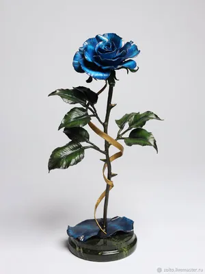 Синяя кованая роза из металла на подставке из змеевика купить в  интернет-магазине Ярмарка Мастеров по цене 7500 ₽ – SQN24BY | Цветы, Москва  - доставка по России