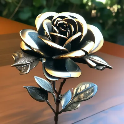 Кованная роза из металла лежит в …» — создано в Шедевруме