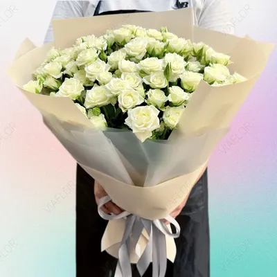 Букет цветов \"51 белая и розовая кустовая роза\" 💐 — купить с доставкой по  Киеву, приятные цены