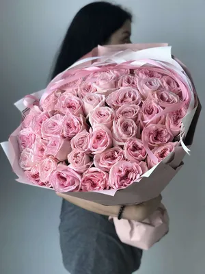 Корзина 49 пионовидная ароматная роза Пинк Охара (Pink Ohara) купить с  доставкой в СПб