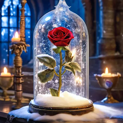 Роза в колбе PREMIUM-долговечная, живая роза в стекле под куполом (колпаком)из  Красавица и Чудовище The One Rose | Купить с доставкой в интернет-магазине  kandi.ru