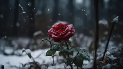 Роза под снегом: фотографии для скачивания