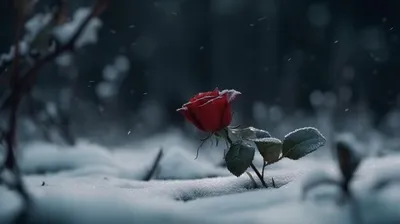 Фото розы под снегом для использования в дизайне