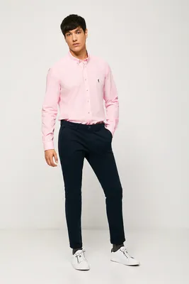 Camisa Polo Ogochi Masculina Essencial Slim Rosa Claro
