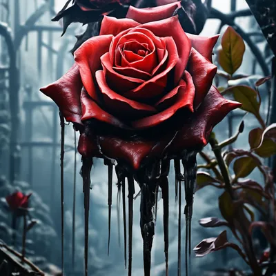 фото тату роза с кровью 19.03.2019 №015 - rose tattoo with blood -  tatufoto.com - tatufoto.com