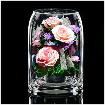 Цветы в вакууме \"Розы, орхидеи, диантусы\" — купить в интернет-магазине по  низкой цене на Яндекс Маркете