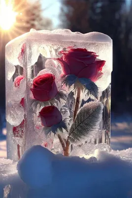 Роза во льду,реалистична а на …» — создано в Шедевруме