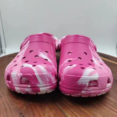 Crocs Classic Clog Sandals Women's 10 Pink White Tie Dye Camo Comfort Mule  Pool | eBay