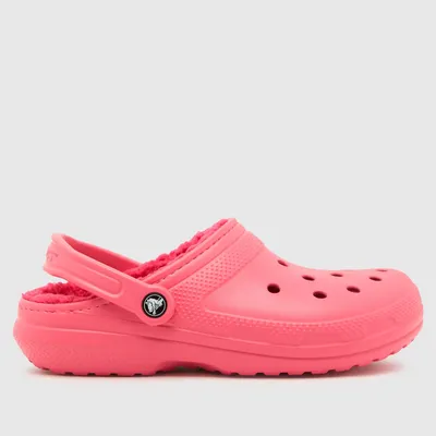 Womens Pink Crocs Classic Lined Clog Sandals | schuh