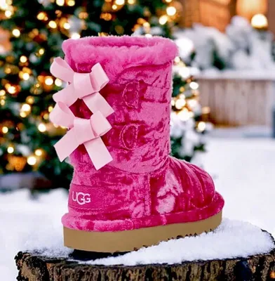 Купить угги с лентами розовые UGG Customizable Bailey Bow Seashell Pink,  цена 7090 руб.