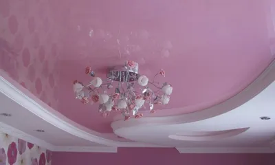 Розовый матовый натяжной потолок с подсветкой для комнаты НП-1236 - цена от  1690 руб./м2