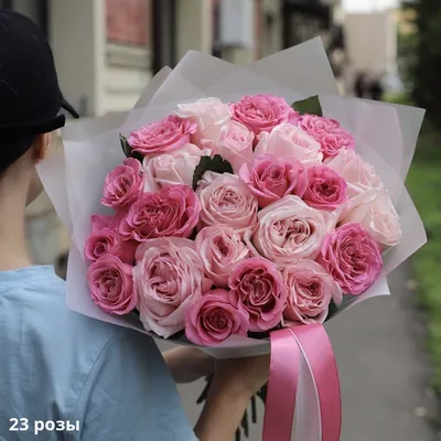 Букет из нежно-розовых роз , размер \"М\"