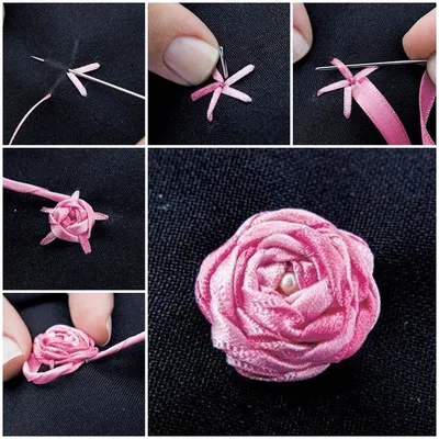 DIY Delicate Embroidery Ribbon Rosette | Тканевый цветок своими руками,  Розеточки из лент, Урок по созданию цветка из ленты