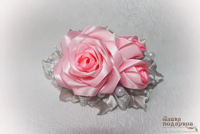 Заколки розы канзаши из лент - Мастер класс