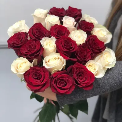 Развёрнутые розы в букете, фото - Москва.