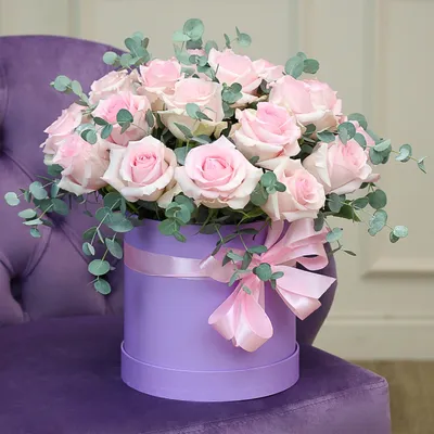 Шляпная коробка с кустовой розой, 15шт. | Flowers Valley