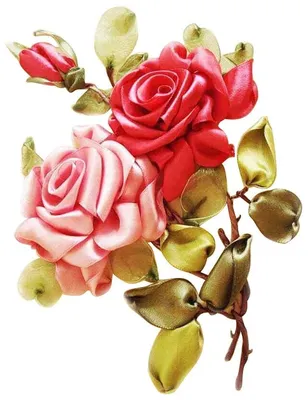 Розы вышитые лентами разного цвета (картины, чехлы, саше, мешочки, для  украшения одежды) №117968 - купить в Украине на Crafta.ua