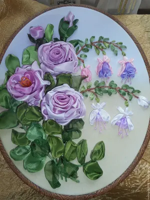 МК. Вышивка лентами. Розы на сетке. Embroidery with ribbons. Roses on the  grid. Step by step. - YouTube