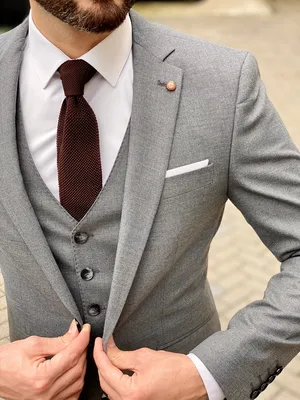Серый костюм-тройка приталенного покроя. Арт.:4-1601-3 – купить в магазине  мужской одежды Smartcasuals