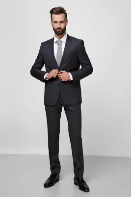 Мужской серый шерстяной костюм (пиджак, брюки) BOSS 50318498К;021 —  Ultrashop