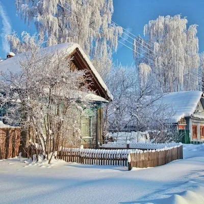 Русская деревня зимой, фотореализм …» — создано в Шедевруме