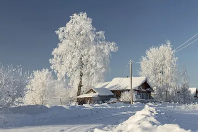 Деревенский пейзаж зимой (58 фото) - 58 фото