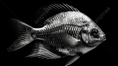 черно белое изображение рыбы плавающей на черном фоне, черно белые картинки  рыб фон картинки и Фото для бесплатной загрузки