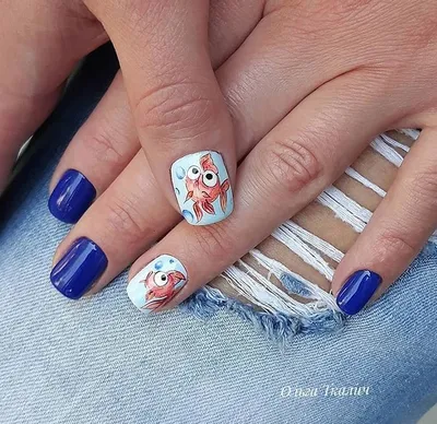 Слайдер Дизайн ногтей Панда Рыбка Бамбук - Наклейки на ногти с животными -  Слайдеры водные наклейки КОШКИ