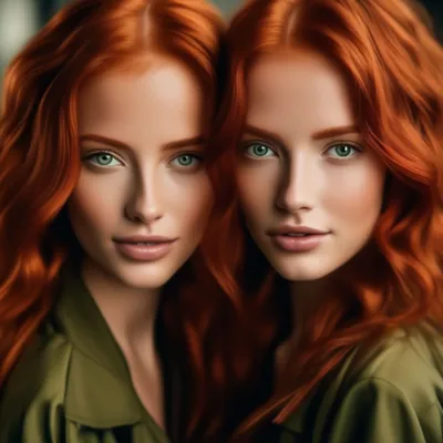 Огненно рыжие девушки близняшки …» — создано в Шедевруме