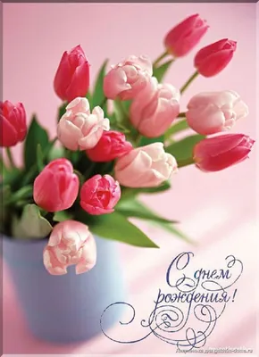 Открытка объёмная «С Днём рождения», тюльпаны, 17 х 9 х 31 см - РусЭкспресс