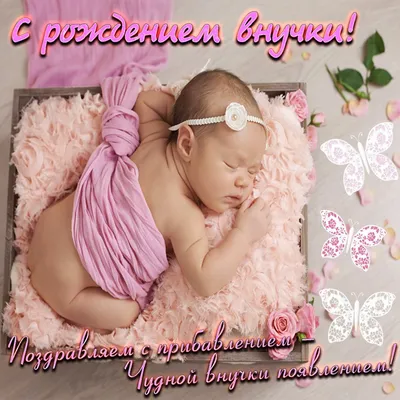 Поздравление с рождением внучки на милой открытке