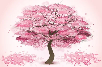 Beautiful cherry blossom sakura garden, spring nature background wallpaper  Stock Illustration | Adobe Stock