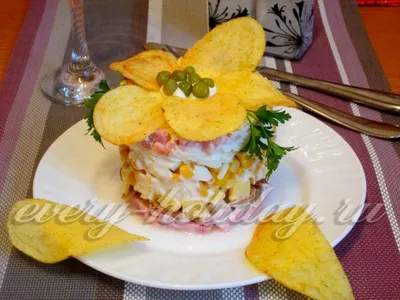 Салат \"Орхидея\" с курицей - пошаговый рецепт с фото на Повар.ру