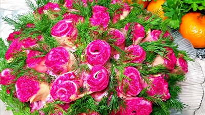 Салат \"Букет роз\" с блинами - 16 пошаговых фото в рецепте