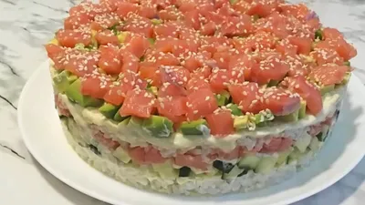 Салат Филадельфия или Ленивые суши - очень вкусный салат на праздничный  стол - YouTube