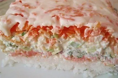 Салат «Суши» неимоверно вкусный и очень красивый. Ленивые суши!
