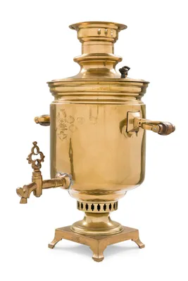 Antique russian brass plated metal samovar