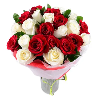 Роза букет из 51 розы красно-белые по выгодной цене в Абу-Даби, ОАЭ