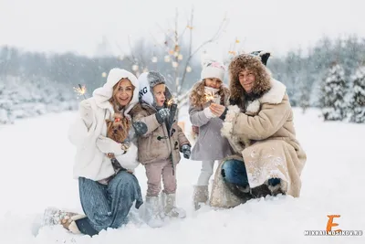 Семейное фото зимой фотографии
