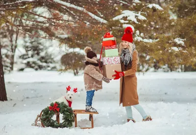 Зима, санки, венок, фотосессия в лесу, зимняя фотосессия, семейная  фотосесси… | Семейные новогодние фотографии, Зимние детские фотографии,  Рождественские фотосессии