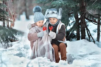 Зимняя семейная фотосессия на природе - Семейный и детский фотограф Елена  Вощикова