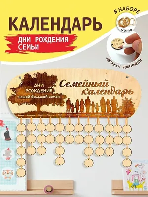 Семейный календарь из дерева, настенный. WoodenKing. Вечный календарь дней  рождения и важных дат. - купить Вечный календарь по выгодной цене в  интернет-магазине OZON (1083259621)