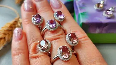 Набор серебряное кольцо и сережки сердце в красном цвете 000.645 | Silver  style UA