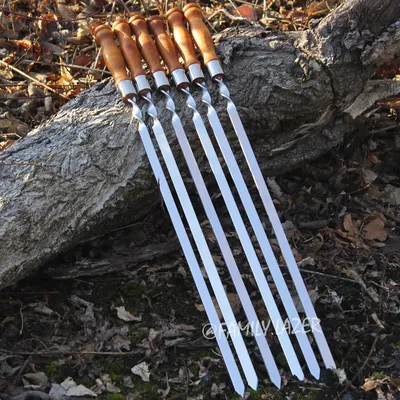 Классические шампуры 14 мм с деревянной ручкой из качественной и  долговечной стали
