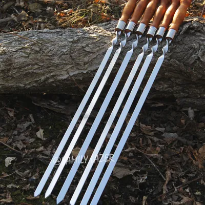 Классические шампуры 14 мм с деревянной ручкой из качественной и  долговечной стали