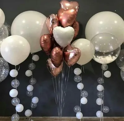 Букет шаров-сердец, шары-гиганты на воздушной гирлянде - Воздушные шары с  гелием | ШарВау - Доставка и оформление воздушными шарами в Москве и МО